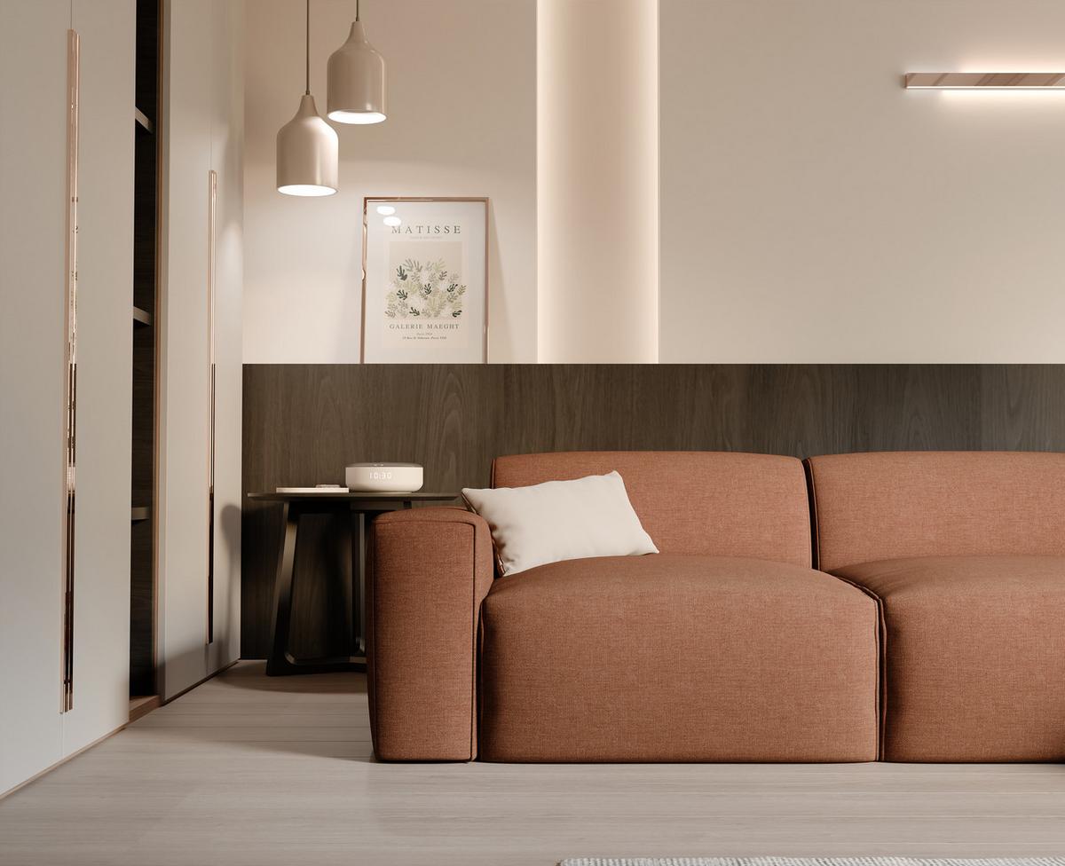ECKSOFA DOVE Rechts Chenille-Stoff in Orange - Orange, Kunststoff/Textil (313/162cm) - Idohome