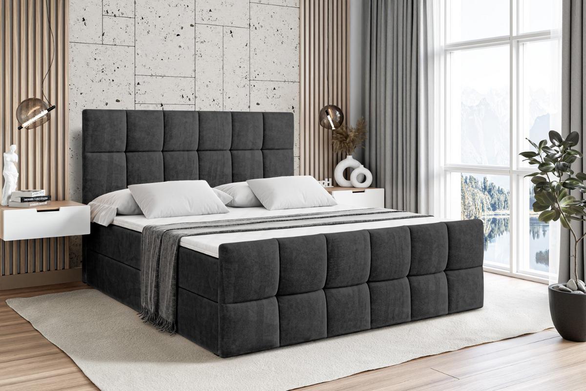 BOXBETT RICAR-Z - 180 x 200 - H3 - Schwarz - Schwarz, Holzwerkstoff (180/200cm) - ALTDECOR