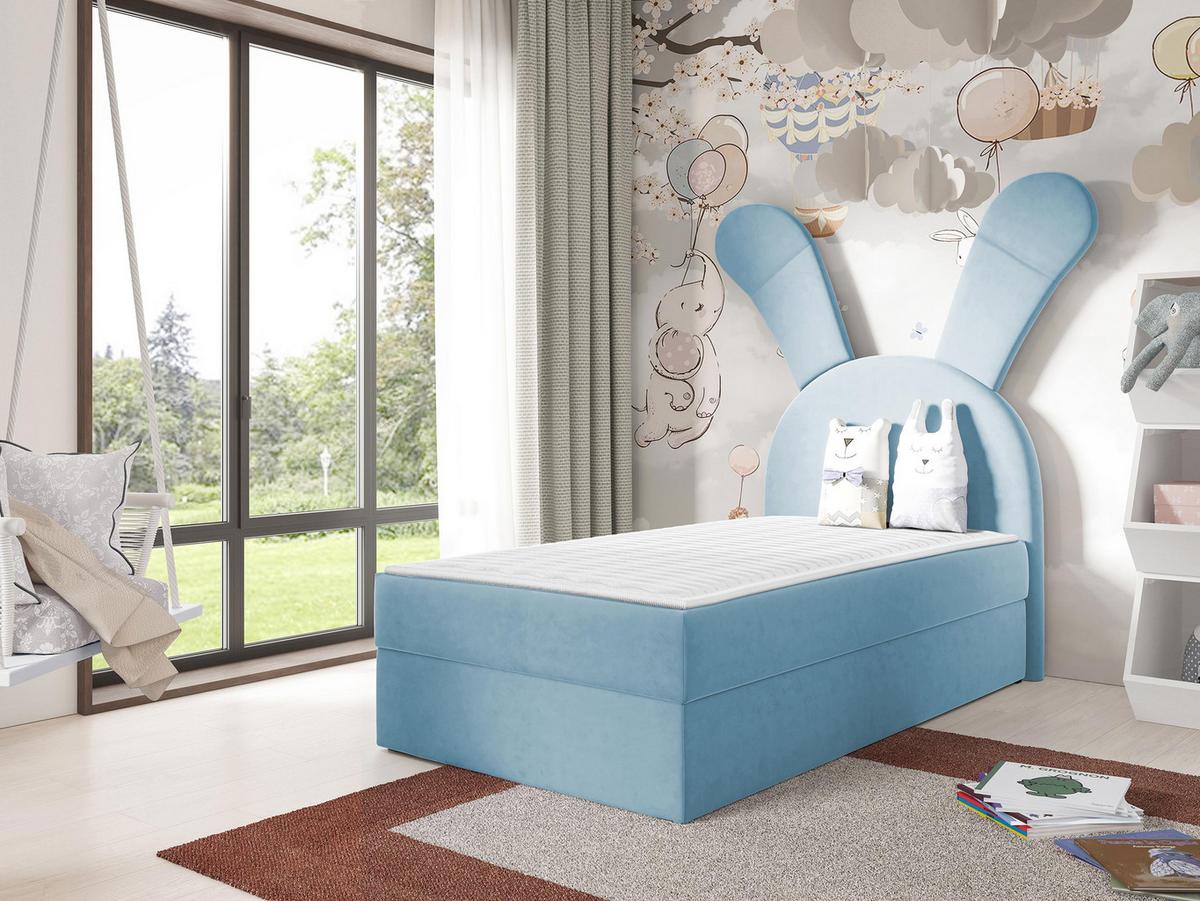BOXBETT Bunny Light, Seite: Rechts - H3 - Blau/Schwarz, Holz/Textil (100/200cm) - MIRJAN24