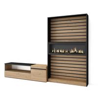 WOHNWAND Elektrokamin, eiche, schwarz, 260/35/186cm - Eichefarben, Holzwerkstoff (260/186/35cm) - Skraut Home