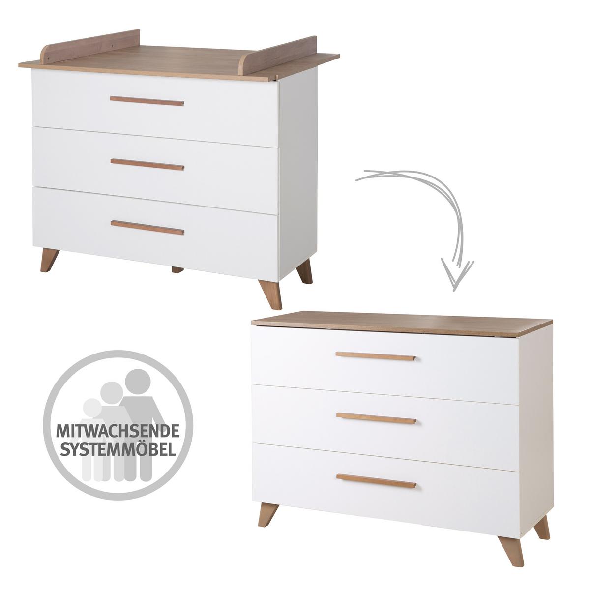 BABYZIMMER Ole 2-teilig - Weiß, Holzwerkstoff (110/98/142cm) - Roba