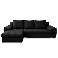 ECKSOFA L Form Manisa Schwarz 234/145/83 cm Links mit Schlaffunktion - Silberfarben/Schwarz, Kunststoff/Textil (145/234cm) - AX Living