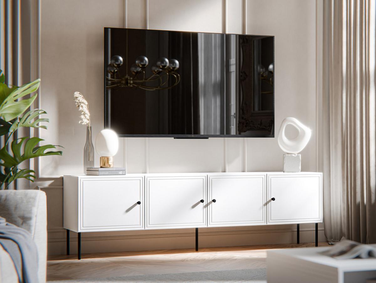 TV-LOWBOARD Palazzo Bis 200 4D - Schwarz/Weiß, Holzwerkstoff/Kunststoff (201/40/60cm) - MIRJAN24
