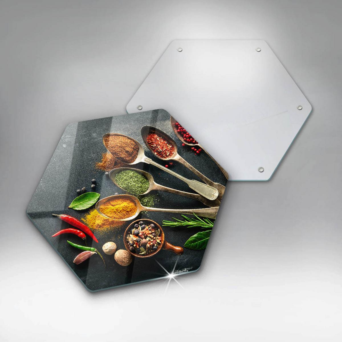 GLASPLATTE 40 cm Küchengewürze Komposition - Multicolor, Glas (40/40cm) - Wallfluent