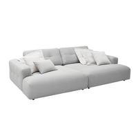BIG SOFA MIKA Silber Cord - Silberfarben/Schwarz, Kunststoff/Textil (300/86/167cm) - KAWOLA