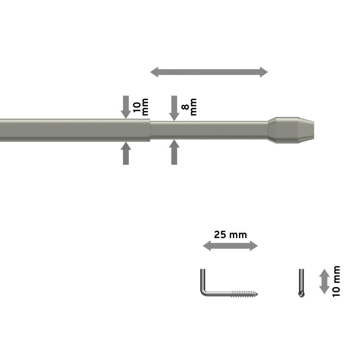SCHEIBENSTANGEN / VITRAGESTANGEN MIT KLEBEHAKEN Geno 40-60 cm, oval, Silbergrau, Packung 2 Stück - Alufarben, Kunststoff/Metall (1.2/2.4/60cm) - INTERDECO