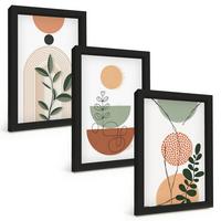 BILDER SET 3er Set - 20x30 cm Schwarzer Rahmen - Abstrakte Pflanzenformen - Schwarz, Kunststoff (20/30cm) - TULUP