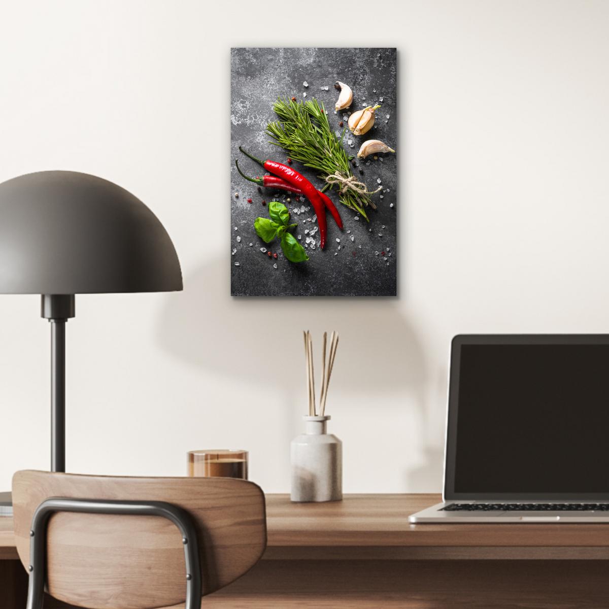 METALLBILD Pfeffer - Kräuter - Gewürze - Beton 20x30 cm - Dunkelgrau, Metall (20/30cm) - MuchoWow