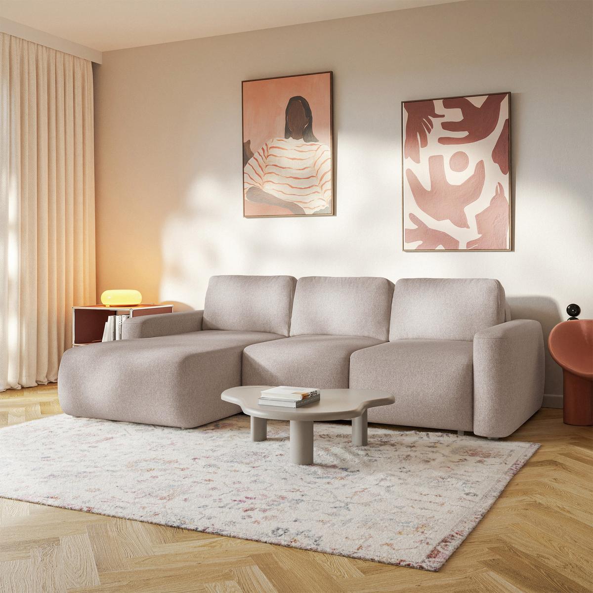 ECKSOFA Carnos Mini Grau Chenille - Schwarz/Grau, Kunststoff/Textil (238/164cm) - Selsey