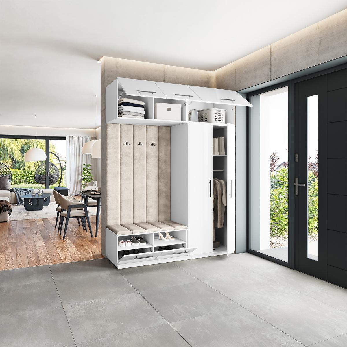 GARDEROBENSCHRANK REMA 180/240/60 cm Modern Weiß - Beige/Weiß, Holzwerkstoff (180/240/60cm) - MASSENO
