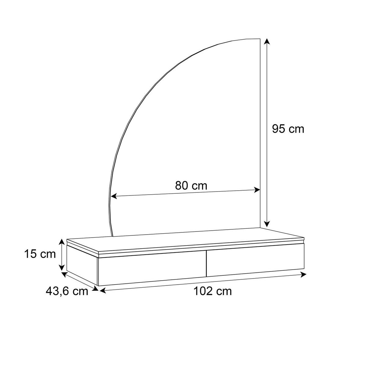 SCHMINKTISCH AURORA-Q in KASCHMIR mit Spiegel - Kaschmir, Holzwerkstoff (102/105/44cm) - Lookway