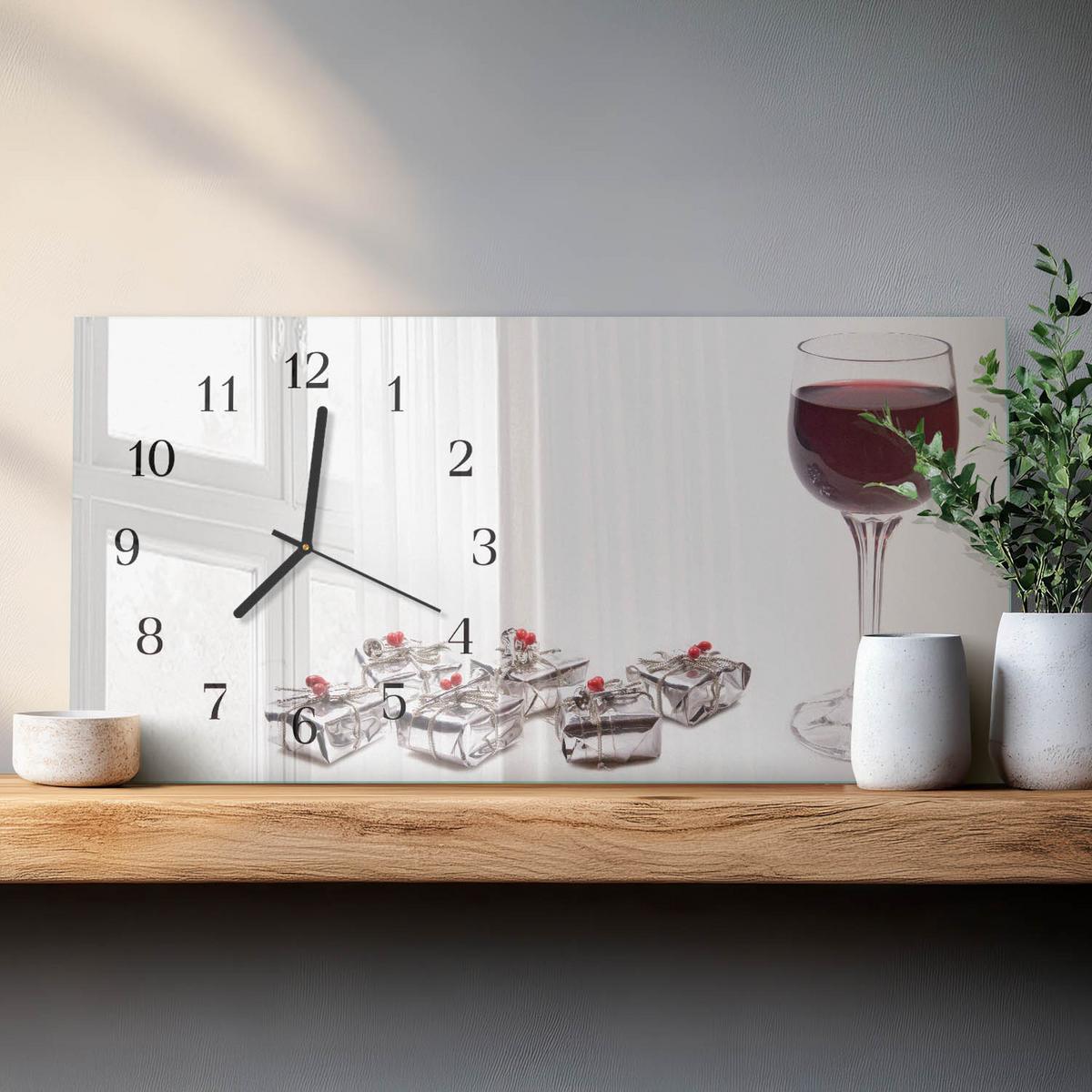 WANDUHR aus Glas 60x30 cm - Weinglas - Multicolor, Glas (60/30/0.4cm) - TULUP