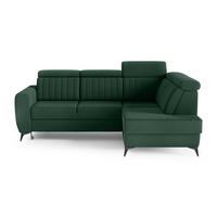 ECKSCHLAFSOFA Connor II verstellbare Kopfstützen, Dunkelgrün, rechts - Dunkelgrün/Schwarz, Textil (268/204cm) - Beautysofa