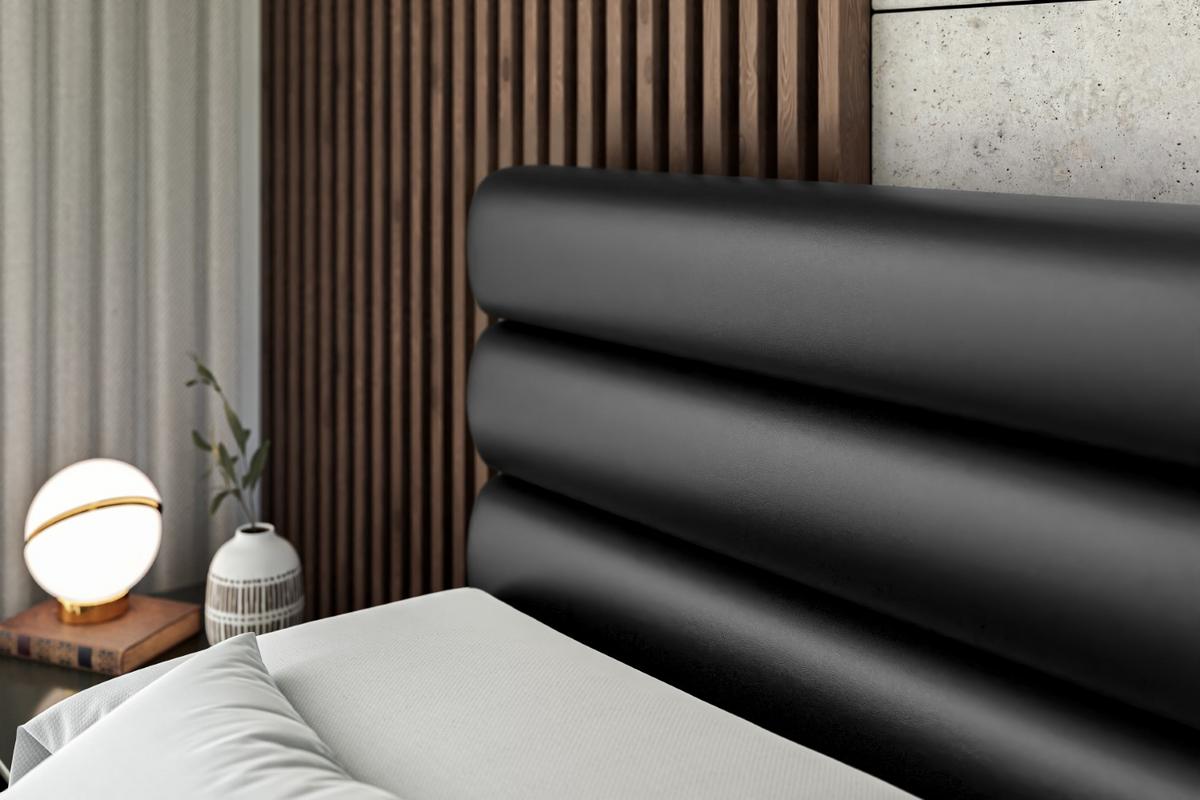 BOXBETT mit Matratze H4 und Lattenrost - CELESTIA - 140x200 cm - H4 - Schwarz Hochglanz - Schwarz Hochglanz, Holzwerkstoff (140/200cm) - ALTDECOR