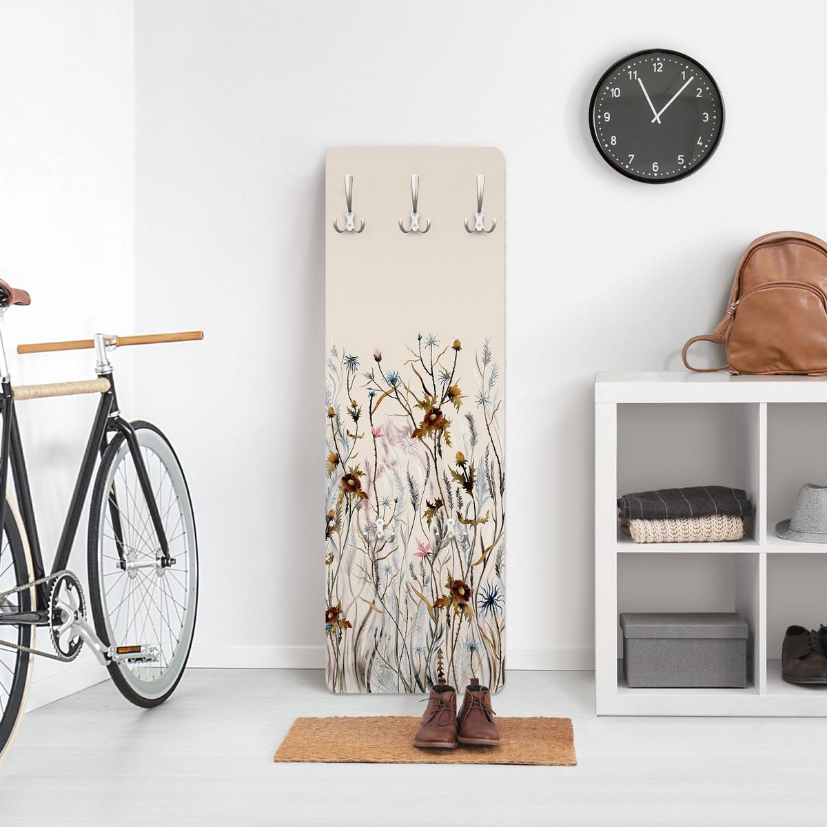 WANDGARDEROBE - Wilde Trockenblumenwiese 34/105 cm - Beige, Holzwerkstoff (34/105/1.6cm) - Bilderwelten