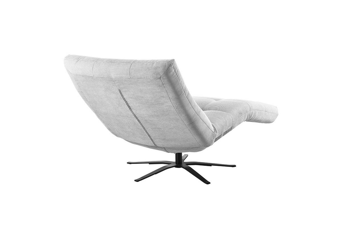 RELAXLIEGE LETICIA Silber Cord Drehbar (360°), Relaxfunktion - Silberfarben/Schwarz, Textil/Metall (82/115/156cm) - KAWOLA