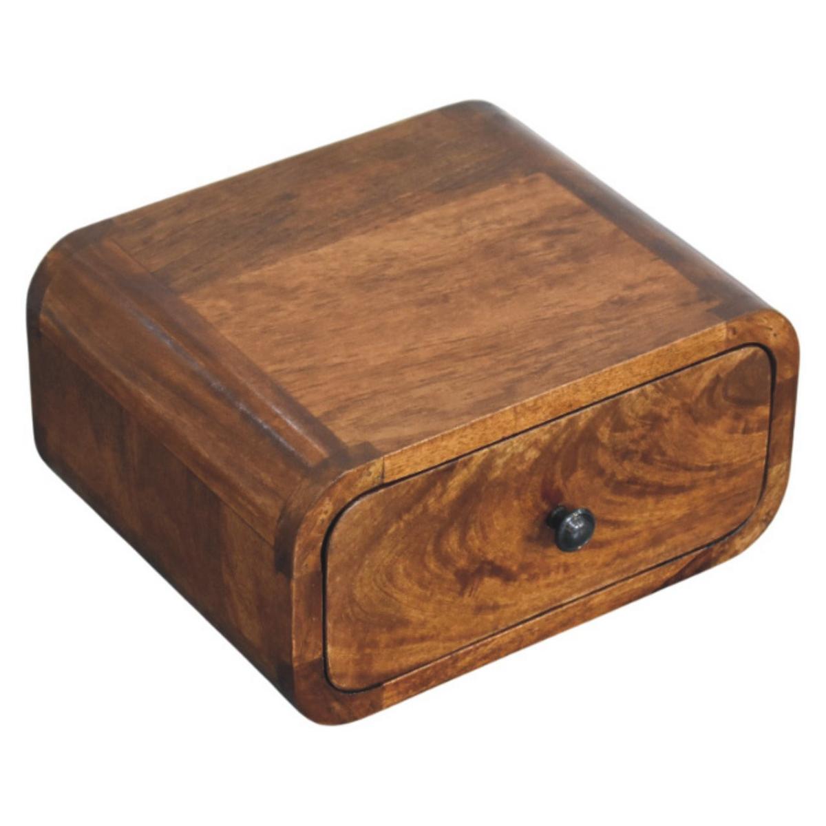 NACHTTISCH Avora Wandmontiert mit 1 Schublade, Braun - Messingfarben/Braun, Holz/Metall (30/15/25cm) - Artisan Furniture