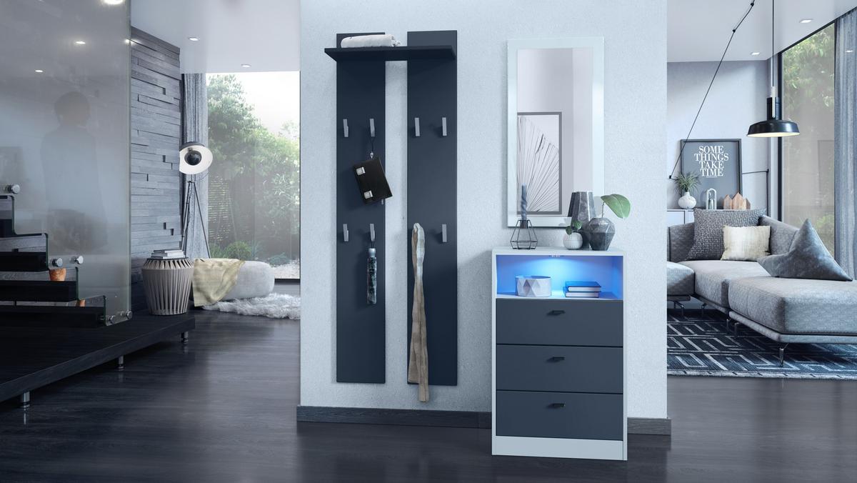 KOMMODE Pino Fronten in Anthrazit matt - Dunkelgrau/Anthrazit, Holzwerkstoff (56/86.5/36cm) - Vladon