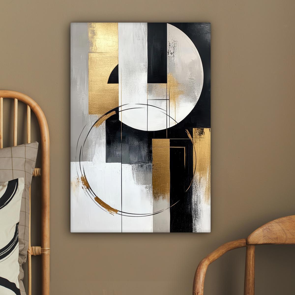 LEINWANDBILD Abstrakt - Gold - Silber - Formen - Ästhetik Wanddeko 40x60 cm - Multicolor, Textil (40/60cm) - MuchoWow
