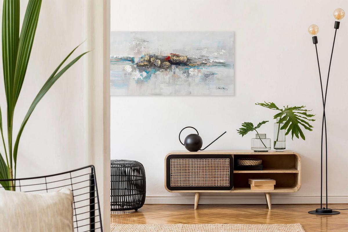 ÖLGEMÄLDE 120/60 cm - Grau, Holz/Textil (120/60cm) - KUNSTLOFT