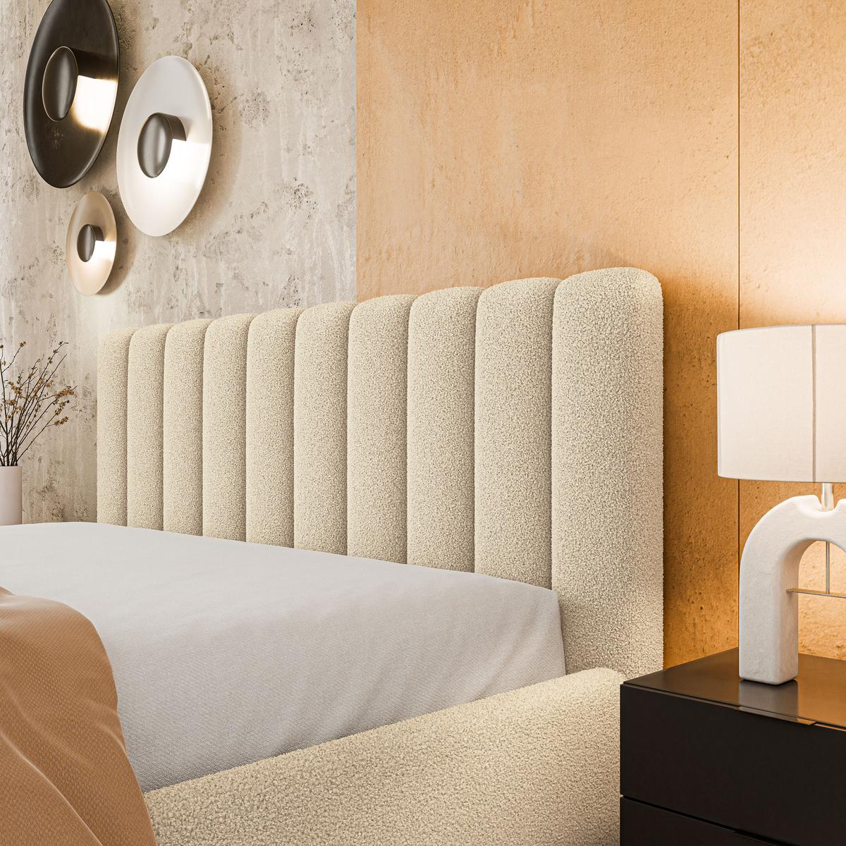 POLSTERBETT DINESE Q 160x200 cm mit Bettkästen - Creme - Creme, Holz (160/200cm) - MASSENO