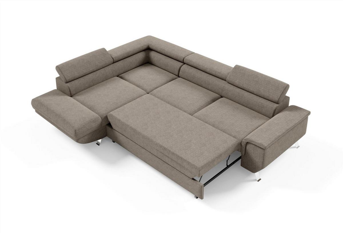ECKSOFA Plato Mit Schlaffunktion - Hellgrau, Holzwerkstoff/Textil (268/202cm) - Fun Möbel