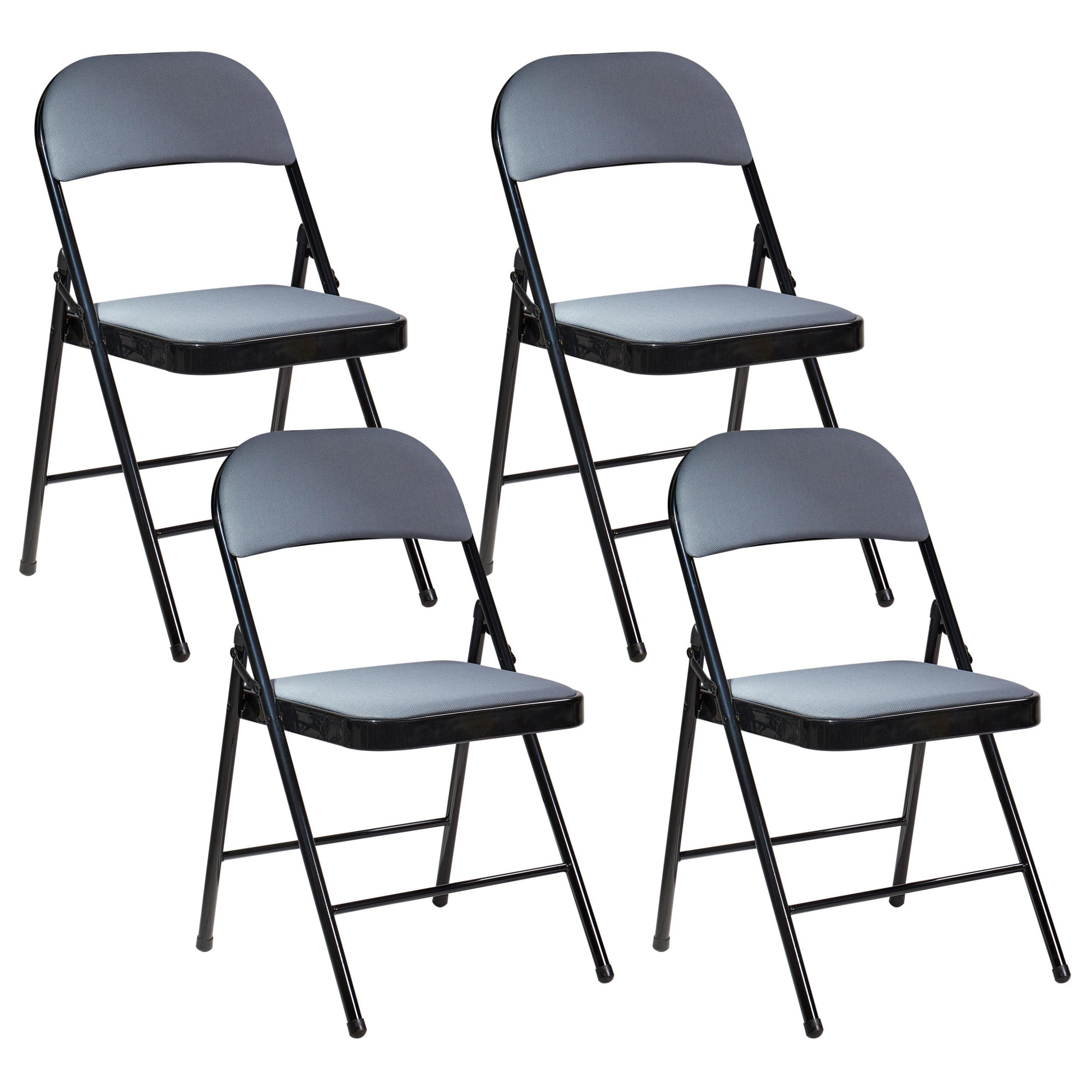KLAPPSTUHL 4er-Set Metall Dunkelgrau/Schwarz Sparks - Dunkelgrau, Metall (45/77/47cm) - Beliani