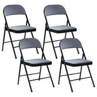 KLAPPSTUHL 4er-Set Metall Dunkelgrau/Schwarz Sparks - Dunkelgrau, Metall (45/77/47cm) - Beliani