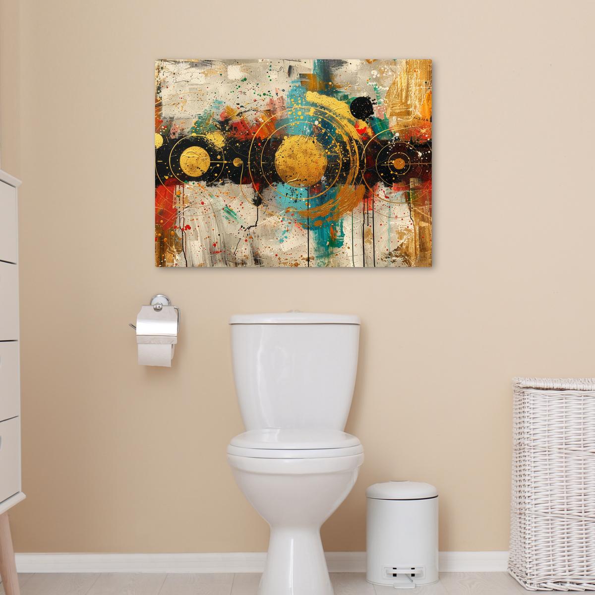 LEINWANDBILD Abstrakt - Kunst - Gold - Modern Wanddeko Schlafzimmer 70x50 cm - Multicolor, Textil (70/50cm) - MuchoWow