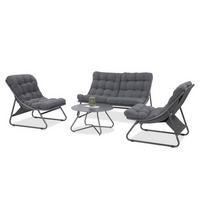 GARTENSET Solaro , aus Metall, 2 Sessel + 2-Sitzer Sofa + Couchtisch, Dunkelgrau - Dunkelgrau, Metall - Beautysofa