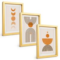 BILDER SET 3er Set - 20x30 cm Goldrahmen - Boho-minimalistische Dekorationen - Goldfarben, Kunststoff (20/30cm) - TULUP