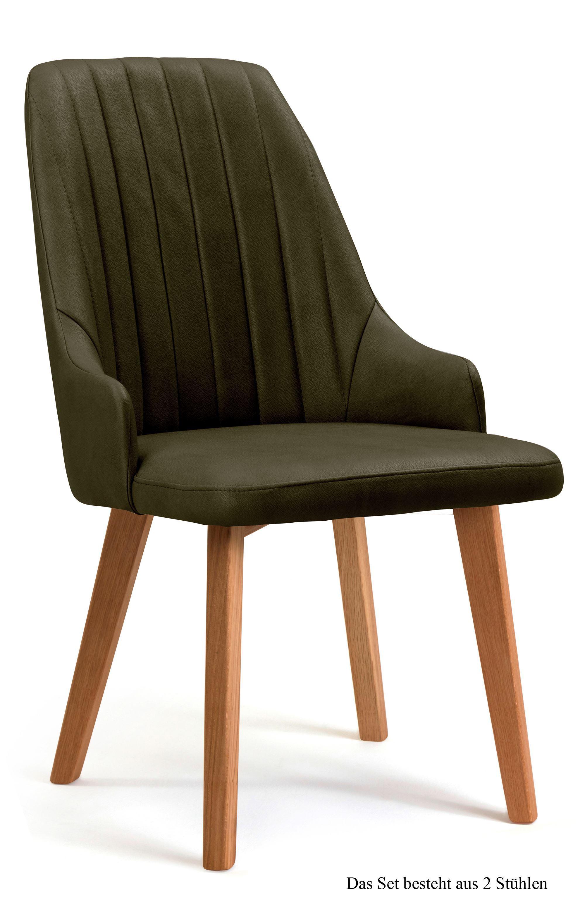 ESSZIMMERSTUHL (2er-Set) Daryl 52x91x60 Eiche geölt/Khaki - Dunkelgrün/Eichefarben, Kunststoff (60/91/52cm) - 58aufmkessel
