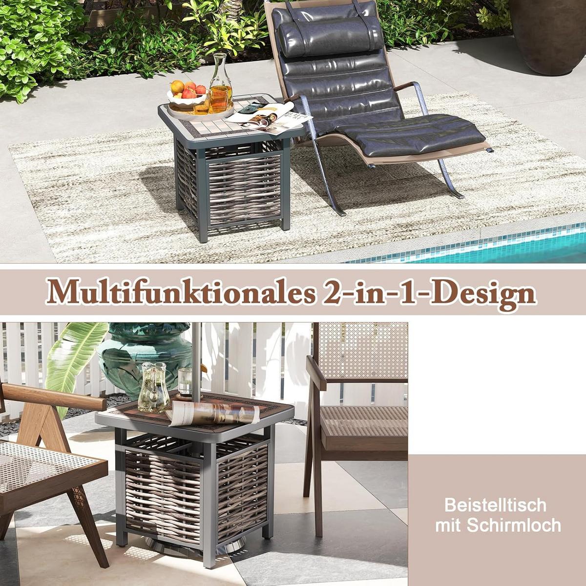 BEISTELLTISCH Braun - Braun, Kunststoff (55/55/50cm) - COSTWAY