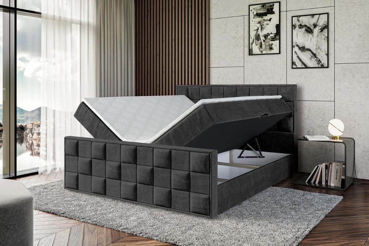 BOXBETT ZAFIRA - 180x200 - H4 - Schwarz - Schwarz, Holzwerkstoff (180/200cm) - ALTDECOR