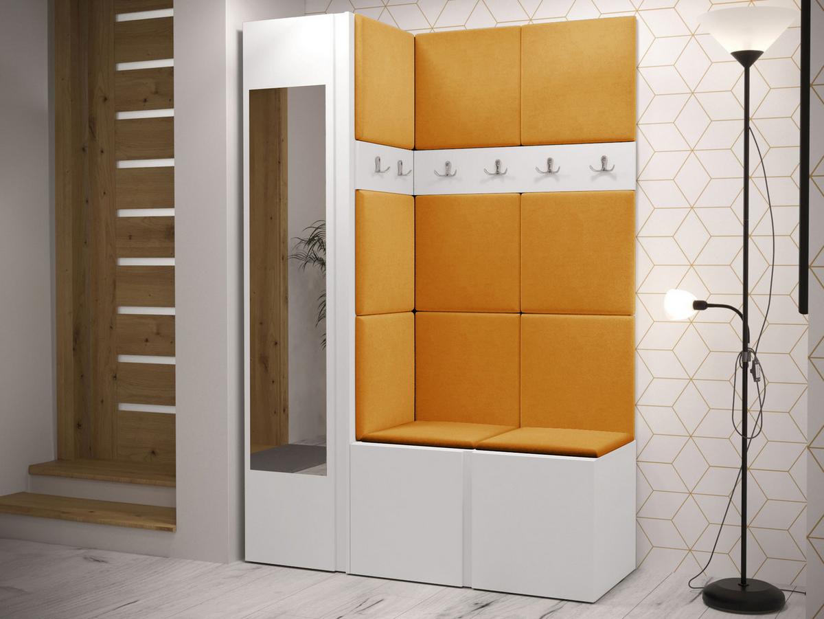 GARDEROBEN-SET Orion X - Weiß/Orange, Holzwerkstoff/Kunststoff (124/186/46cm) - MIRJAN24