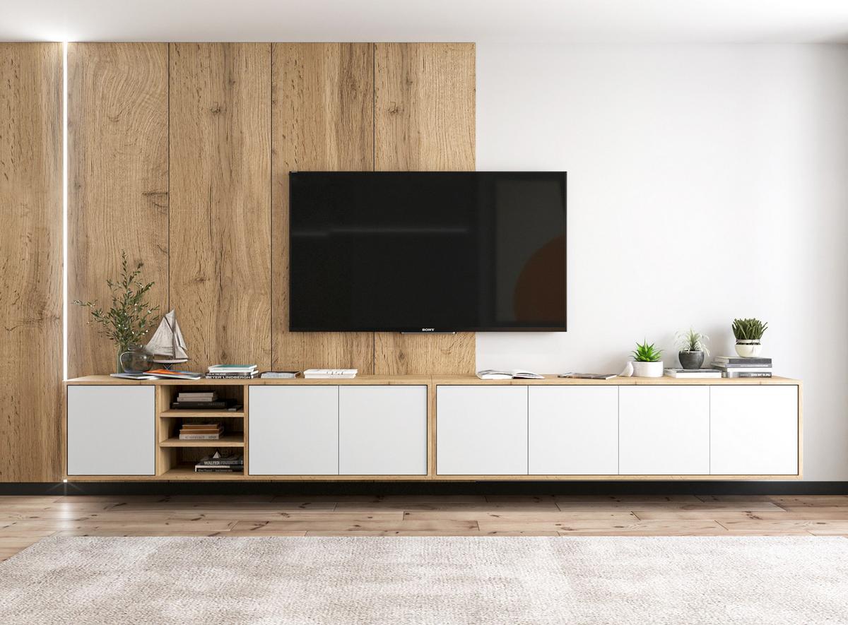 TV-LOWBOARD Apollo Eiche wotan Weiß Matt 150 cm - Weiß, Holzwerkstoff (150/39/35cm) - Meble Lindner