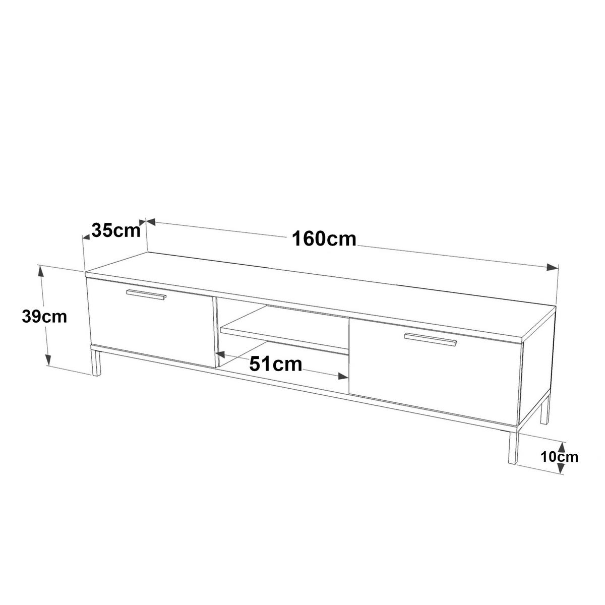 LOWBOARD Lempäälä - Braun, Holzwerkstoff/Metall (160/39/35cm) - [en.casa]