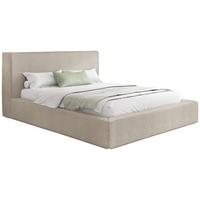 POLSTERBETT Merlin mit Bettkasten, Metall-Lattenrost & hohem Kopfteil in Beige Bouclé 140x200 cm - Beige/Birkefarben, Kunststoff/Textil (140/200cm) - WFL GROUP