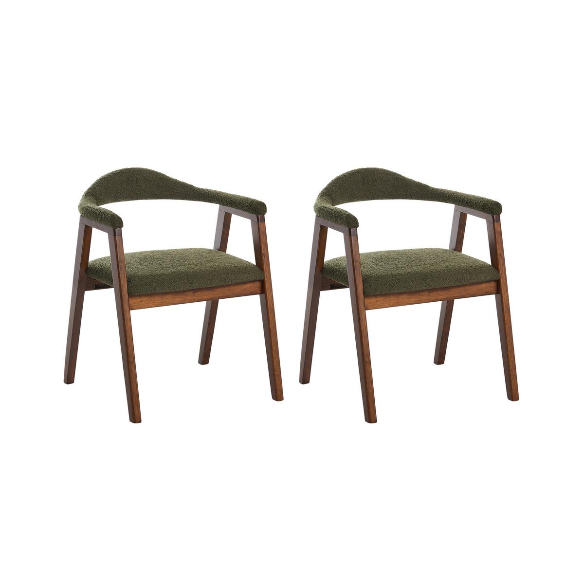 ESSZIMMERSTUHL 2er Set Holz Braun/Grün Oneco - Braun, Holz (56/72/62cm) - Beliani
