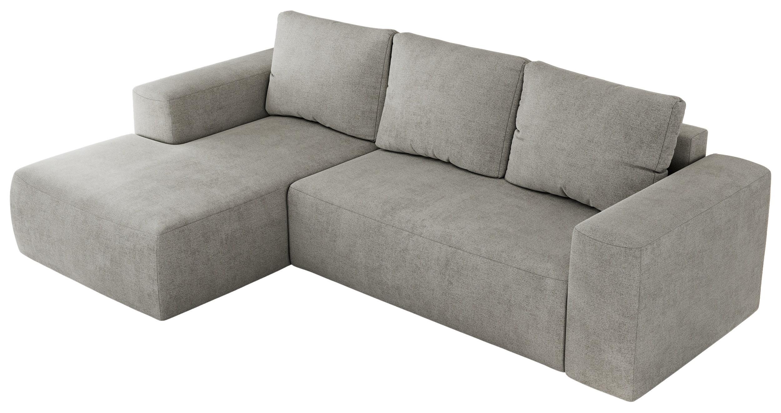 ECKSOFA TRENTINO L Hellgrau Stukture - Links - Hellgrau/Schwarz, Kunststoff/Textil (266/164cm) - MKS
