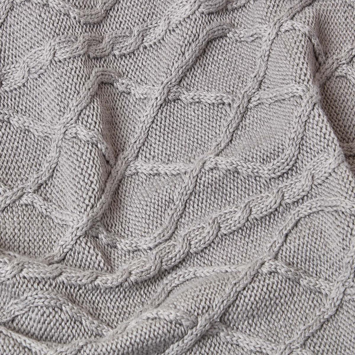 STRICKDECKE 130/170 cm, Baumwolle mit Rautenmuster - Grau, Textil (130/170cm) - Homescapes