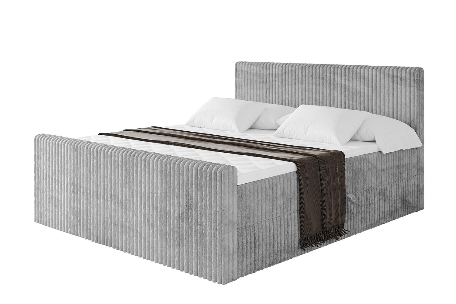 BOXBETT mit Matratze H3 und Lattenrost - TOLO-Z - 140x200 Cord - Hellgrau - Hellgrau, Holzwerkstoff (140/200cm) - ALTDECOR
