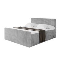 BOXBETT mit Matratze H3 und Lattenrost - TOLO-Z - 140x200 Cord - Hellgrau - Hellgrau, Holzwerkstoff (140/200cm) - ALTDECOR