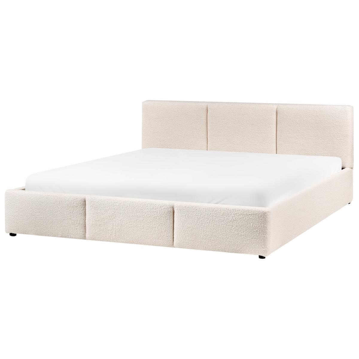 BETT mit Stauraum 180/200 cm Bouclé Cremeweiß Bousse - Creme, Textil (180/200cm) - Beliani