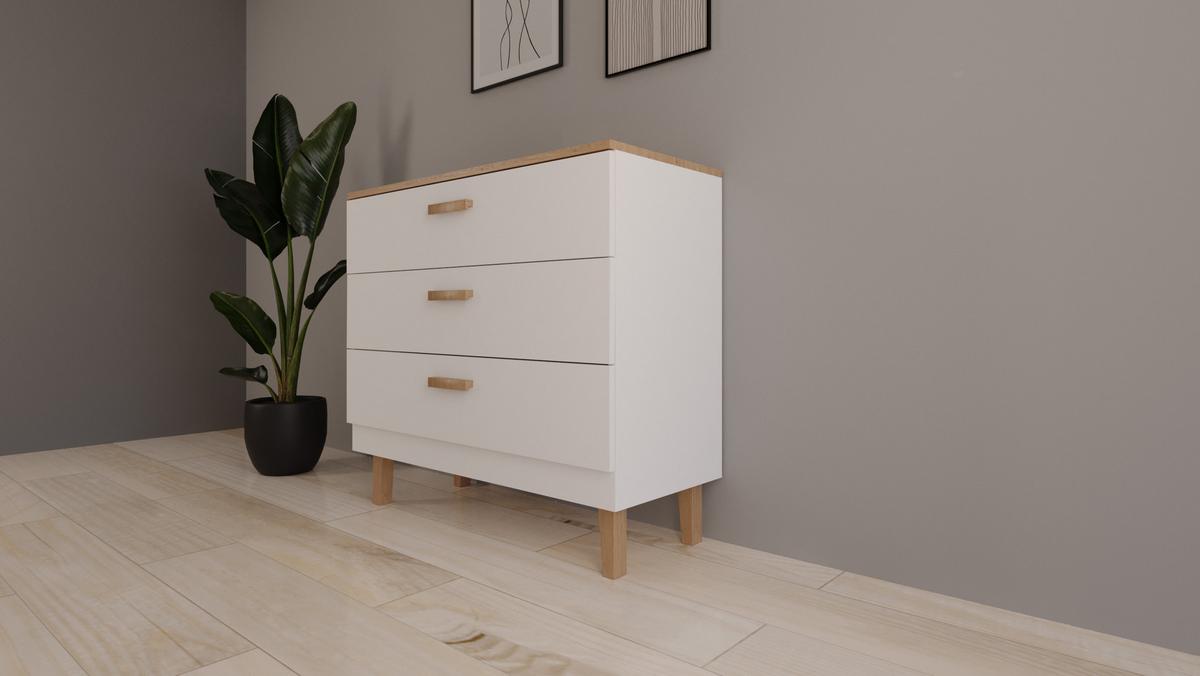 KOMMODE Denver Weiß 100/90/47 - Weiß, Holzwerkstoff (100/90/47cm) - RAUMHIRSCH FURNITURE