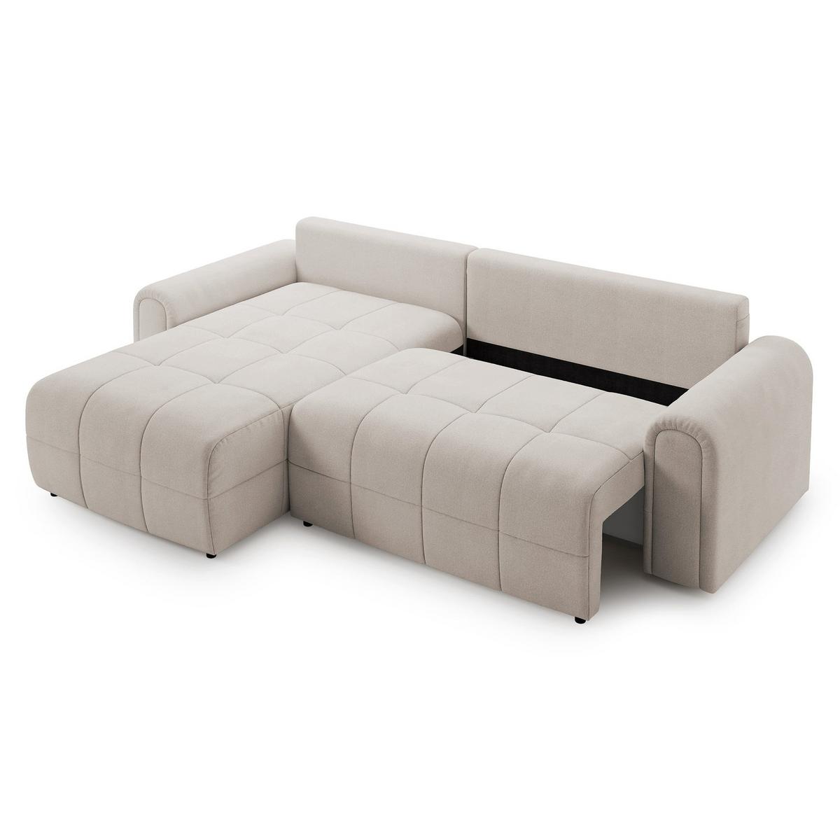ECKSOFA Simolla Creme links - Creme/Schwarz, Kunststoff/Textil (268/180cm) - Selsey