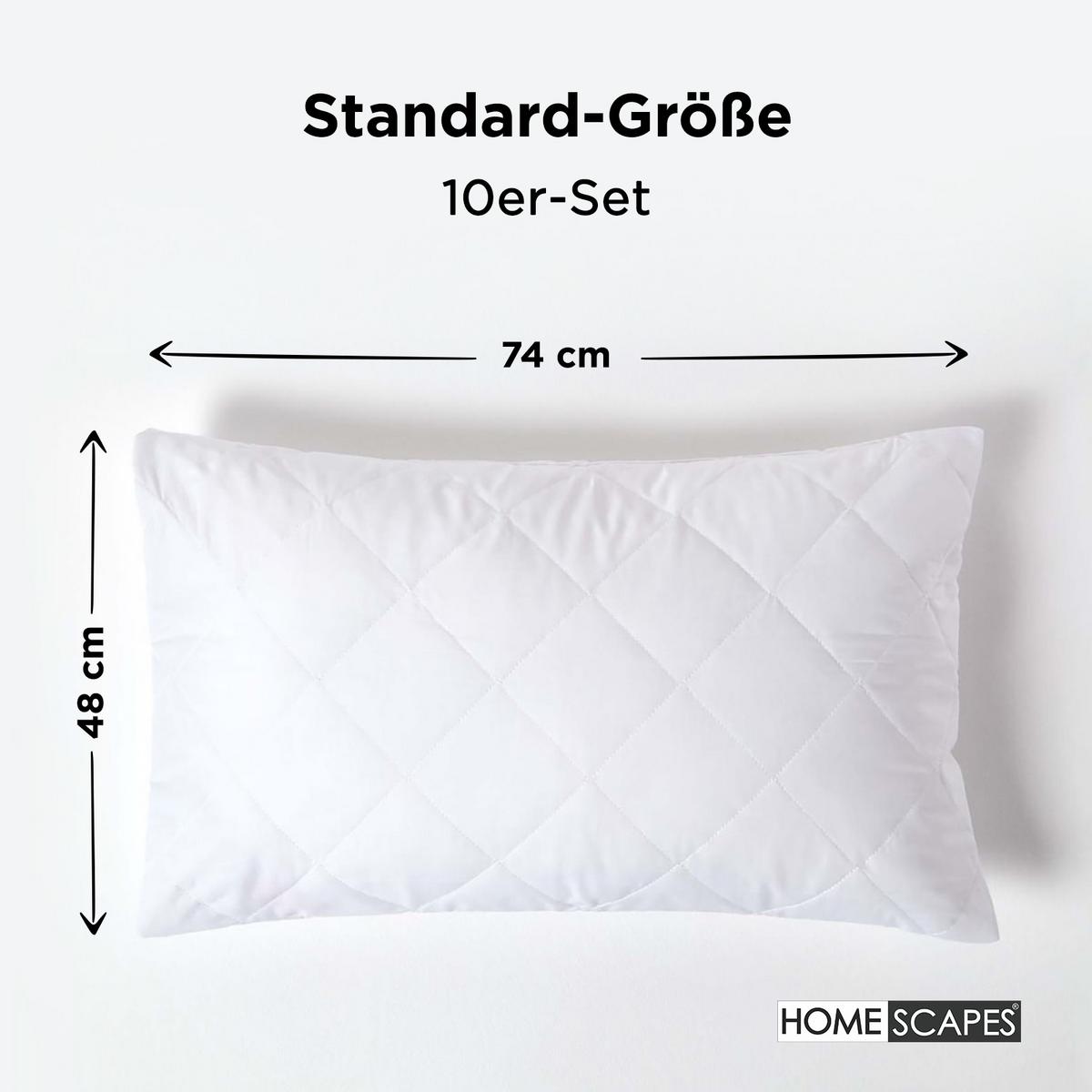 KISSENSCHONER gesteppt 48/74 cm, 10er-Set, Hotelverschluss - Weiß, Textil (48/74cm) - Homescapes