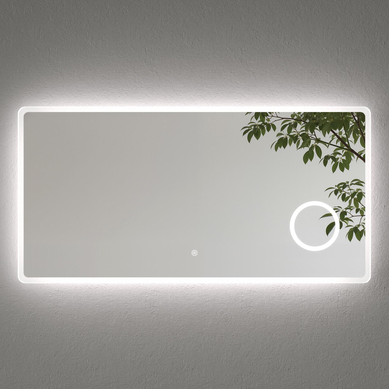BADSPIEGEL mit Beleuchtung mit Integriertem Schminkspiegel 120/60 cm - Transparent, Glas (120/60/3.5cm) - EMKE