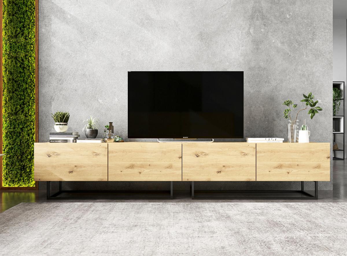 TV-SCHRANK Enjoy Eiche artisan matt matt mit Metallrahmen 120 cm - Schwarz/Eiche Artisan, Holzwerkstoff/Metall (120/46/35cm) - Meble Lindner