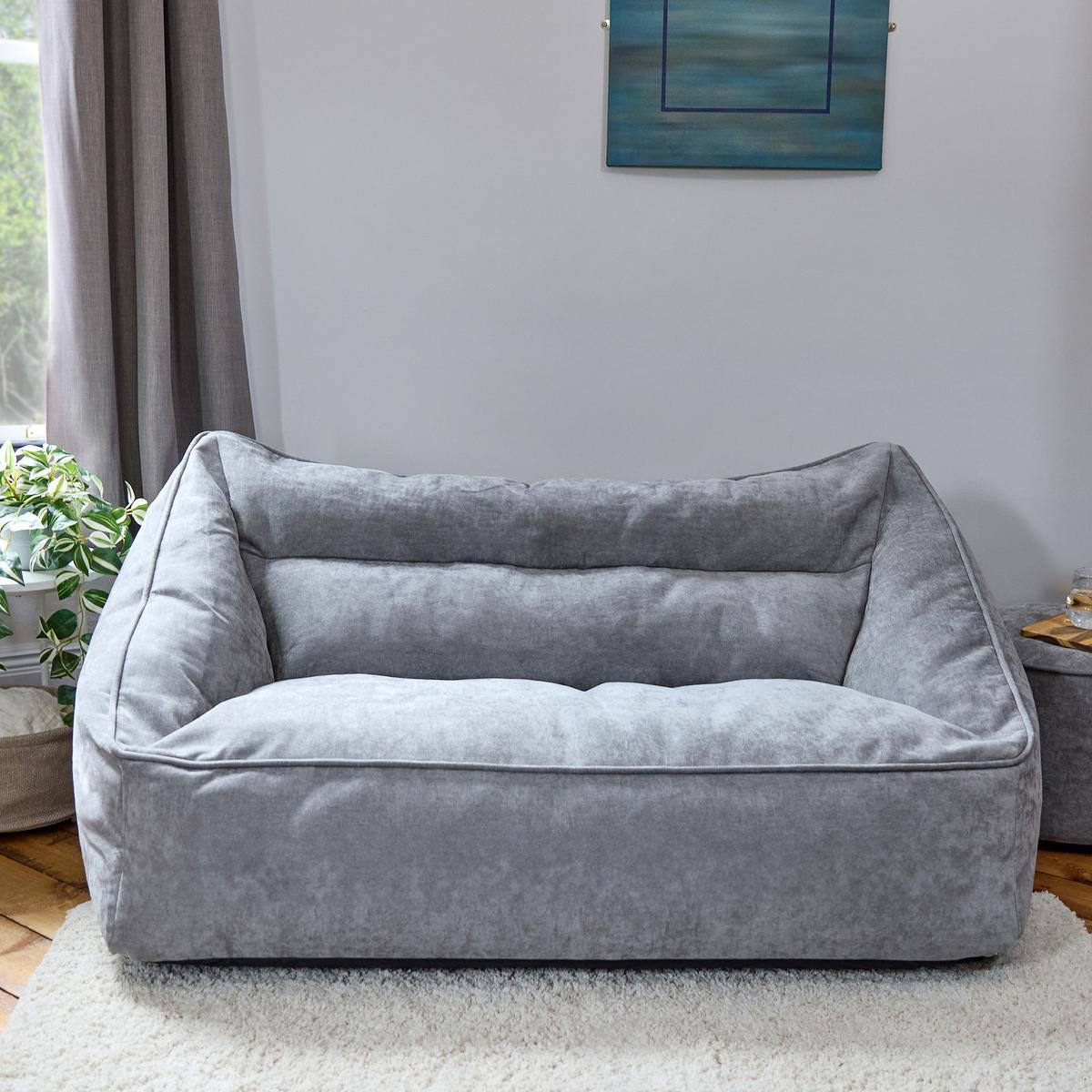 SITZSACK Sofa Chenille Cecilia - Grau, Kunststoff/Textil (160/70/93cm) - icon